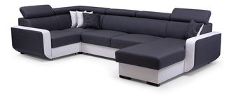 Sarokkanapé Istar U (sötétszürke + fehér) (B)