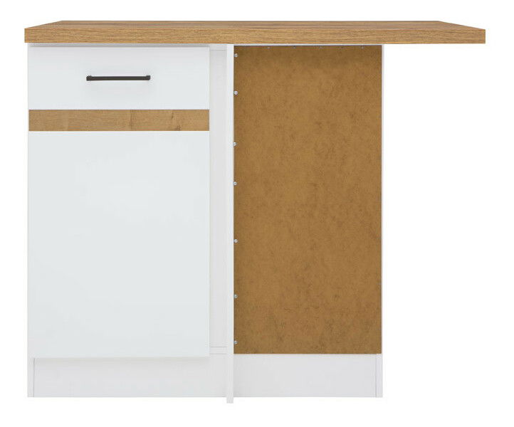 Dolná kuchynská skrinka, rohová BRW Junona line DNW/100/82/P (Biela + Lesk biely + Dub craft zlatý)
