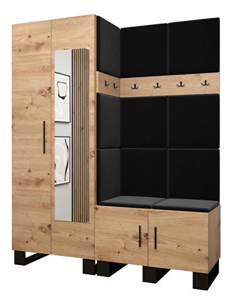 Set mobilier pentru hol Amanda 14 (Stejar artisan + Negru)