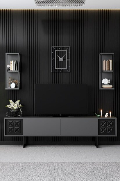 Mobilier living Buon (Antracit + Negru)