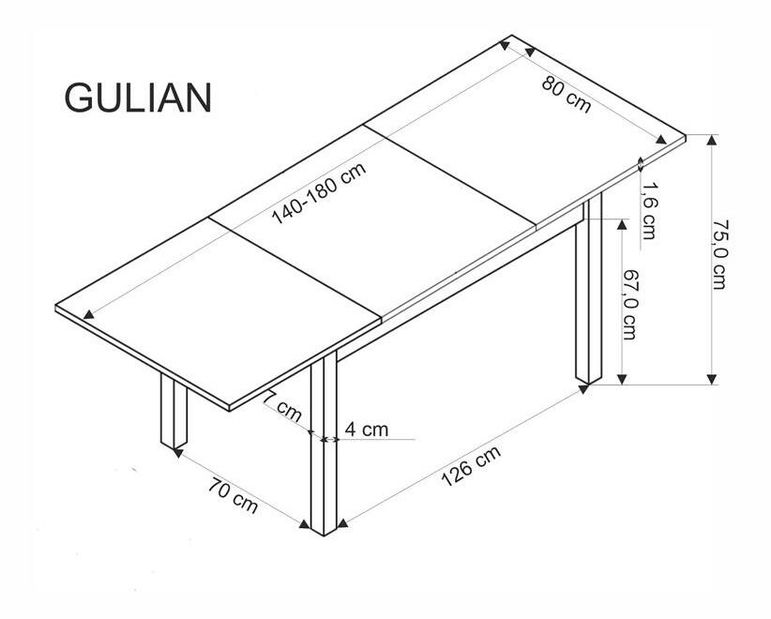 Étkezőasztal Guliano (wotan tölgy + fekete) (6 és 8 személy számára)