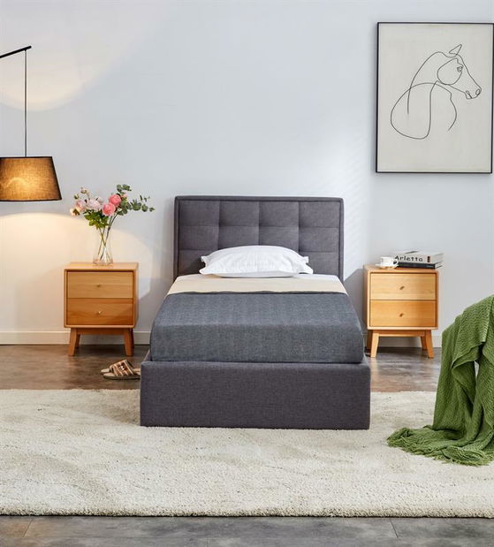 Jednolôžková posteľ 90 cm Padvalion 90 (s úložným priestorom) (sivá)