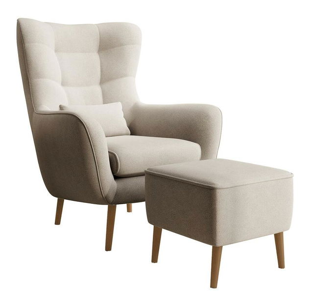 Fotoliu cu suport picioare Veneza VZ1 (bej deschis + fag)