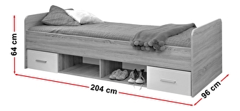 Jednostruki krevet 90 cm Daron 23 DSW DI-04 (hrast sonoma + bijela) (s ladicama)