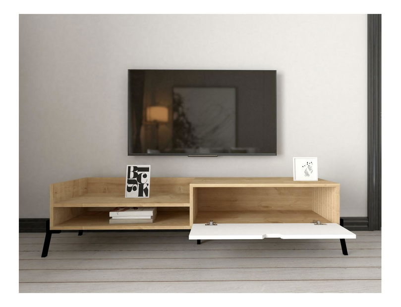 Nappali bútor szett Tretsilla (zafír tölgy + fehér + fekete)