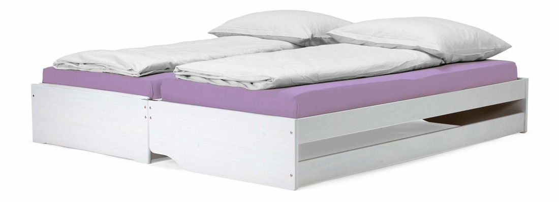 Posteľ s výsuvnými prístelkami Flapi (biela) 