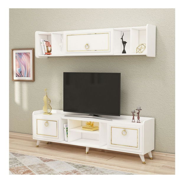 Mobilier living Naleta 2 (alb + auriu) 