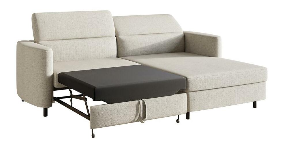 Rohová sedacia súprava Buchu (P) (svetlobéžová + čierna)