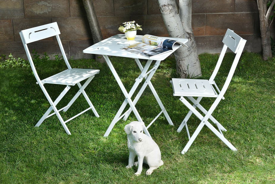 Súprava záhradného stola a stoličiek (3 kusy) Bonita (biela)