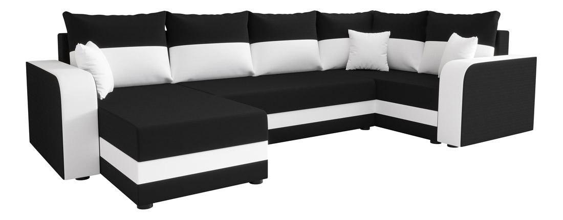 Rohová sedačka v tvare U Harmony Long (čierna + biela) (P)