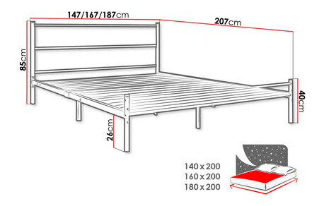 Metalni krevet 140 cm Bengrea 0501 (bijela) (s podnicom)