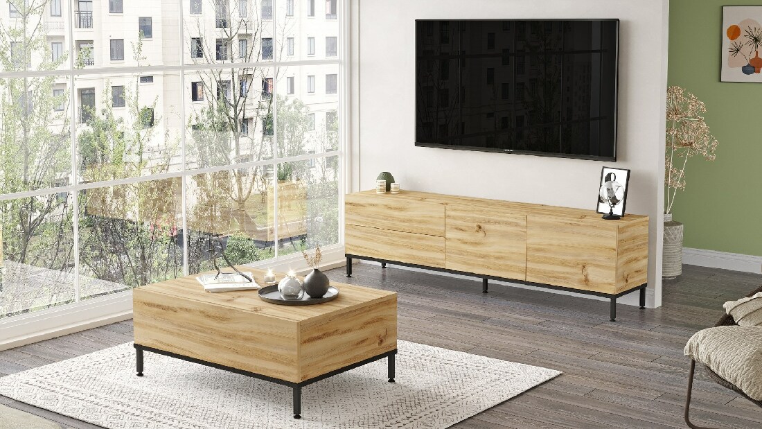 Mobilier living Ladislava 35 (Stejar + Negru)