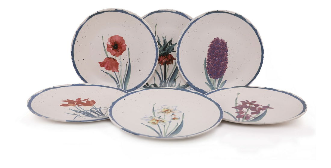 Sada plytkých tanierov (6 ks.) Simon (biela matná)