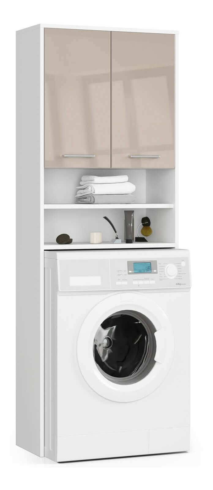 Skrinka na práčku Farid TYP5 (biela + cappuccino lesk)