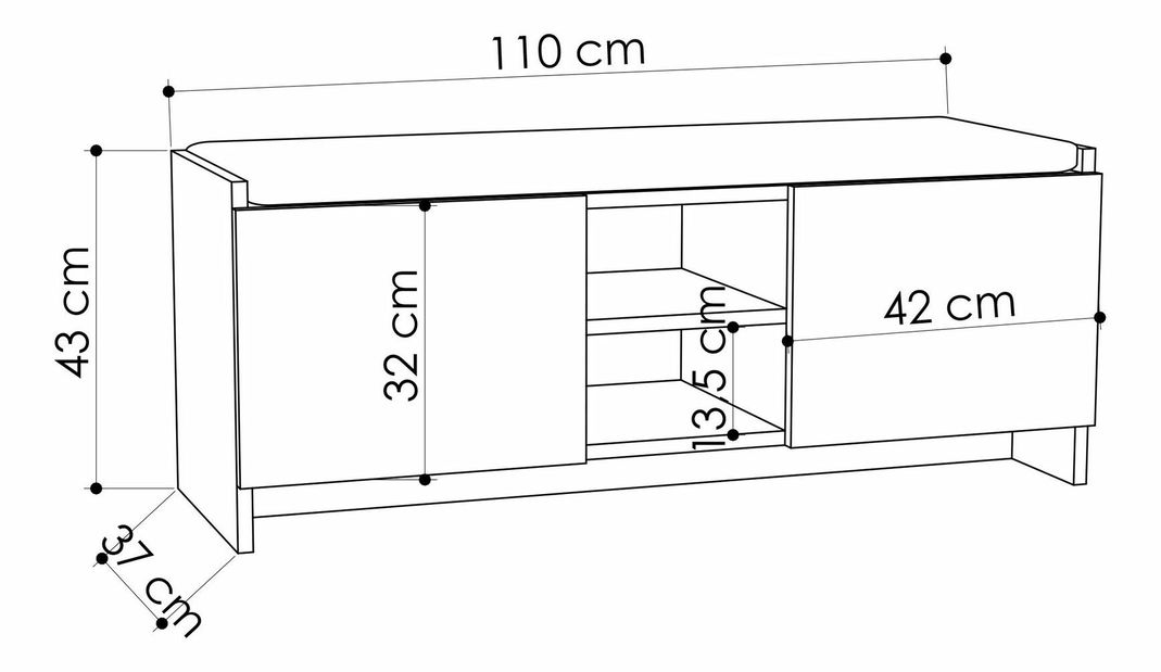 Dulap pentru pantofi Zuana (Antracit + stejar)