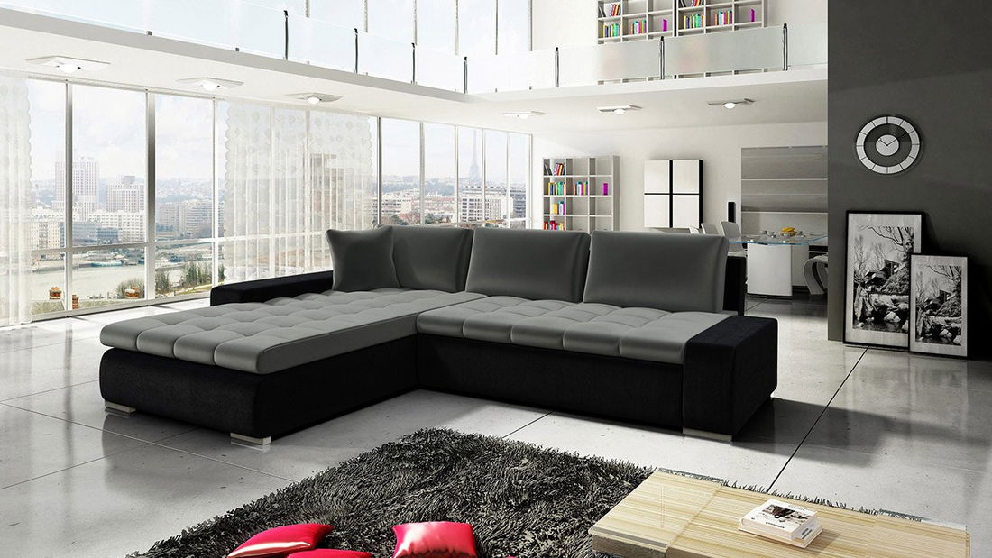 Sarok ülőgarnitúra Herkules (fekete) *kiárusítás