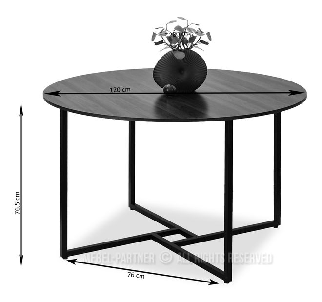 Masă de sufragerie Bird (lemn negru + negru)