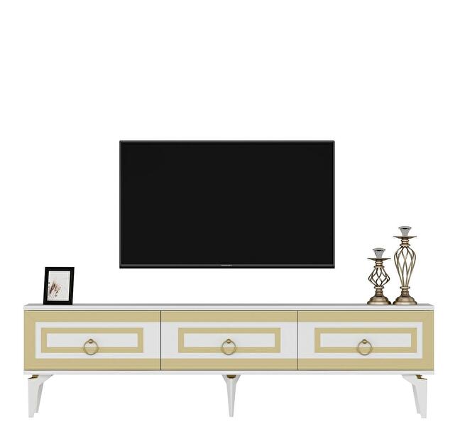 TV stolík/skrinka Pemava 2 (biela + zlatá) 