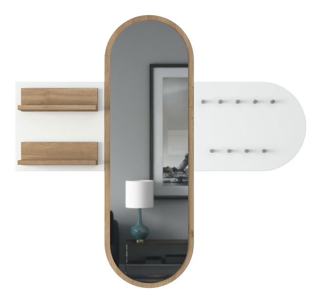Predsieňová zostava Pixie 3 (Biela + Orech) (so zrkadlom)
