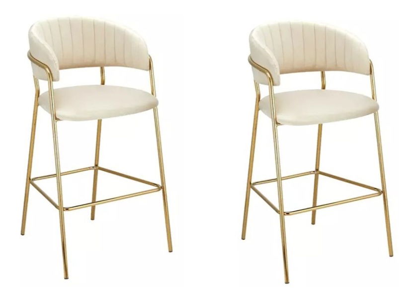 Set 2 ks. barových stoličiek Dasmona 2 (béžová + zlatá + chrómová) *bazár