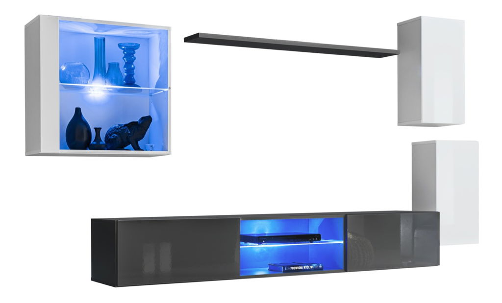 Mobilier living Shelly 27 WG SW 23 (alb mat + alb lucios + grafit mat + grafit lucios)