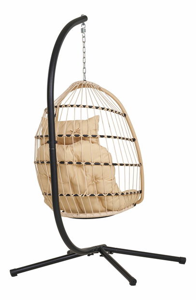 Scaun suspendat Psaveria (natural + negru)