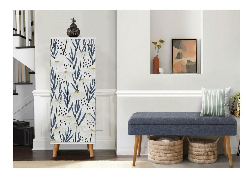 Set za predsoblje Beside 37 (bijela + tamnoplava)