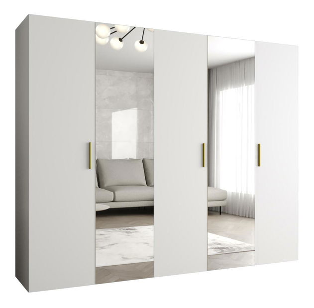 Ruhásszekrény 250 cm Borry 2 (fehér + arany)