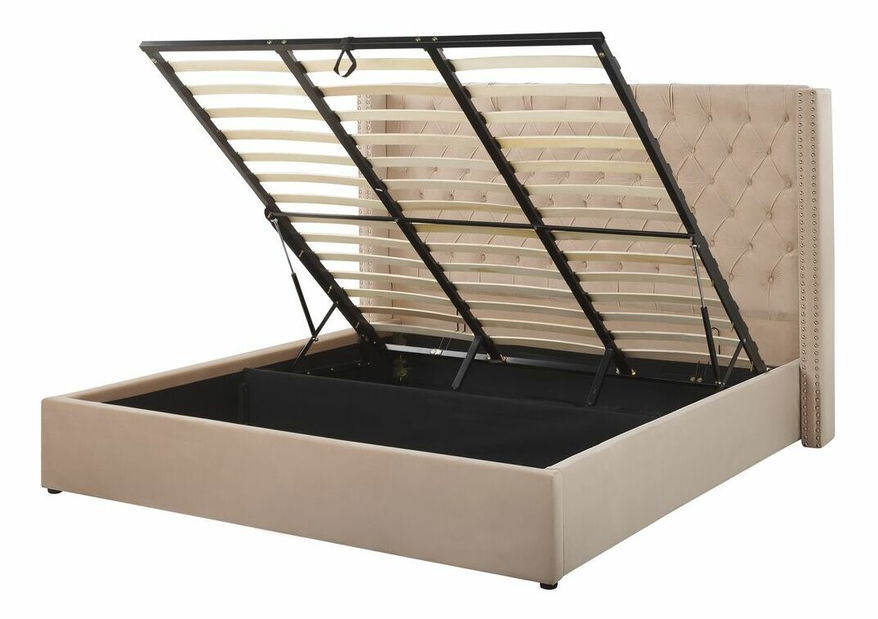 Bračni krevet 180 cm LUBECK (poliester) (bež) (s podnicom)