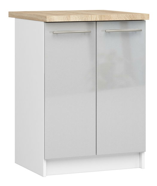 Dulap inferior de bucătărie Ozara S60 2D (alb + metalic lucios)