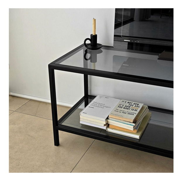 TV asztal Sibade 2 (sötétszürke + fekete) 