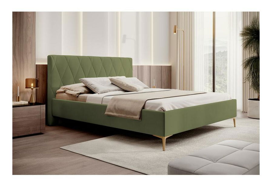 Pat matrimonial 180 cm Tikka 180 (măslin + auriu)