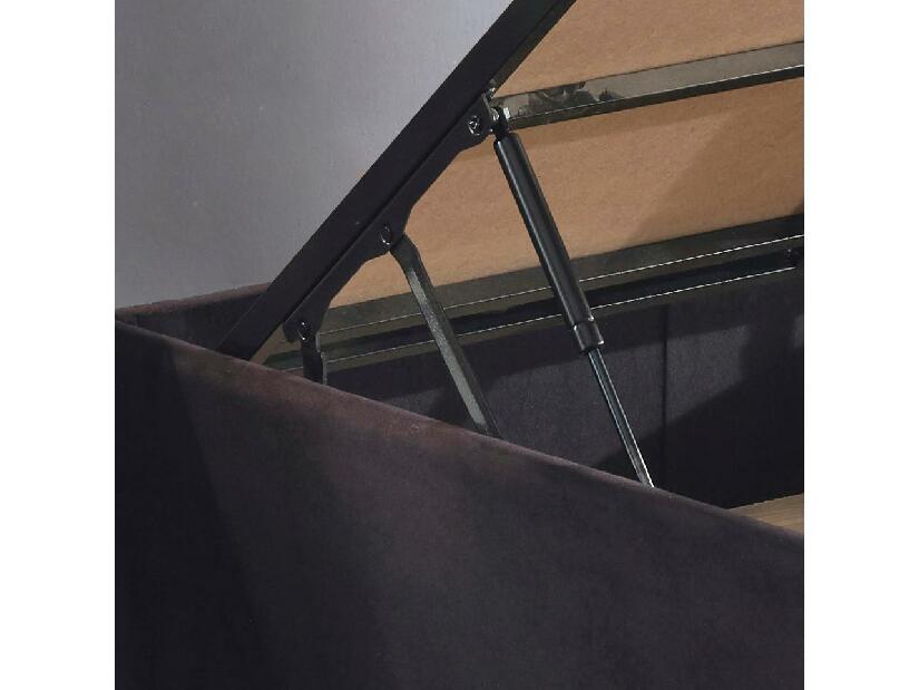 Egyszemélyes ágy kárpitozott fejtámlával 100 cm Kemadi (fekete) (ágyráccsal) (tárolóhellyel)