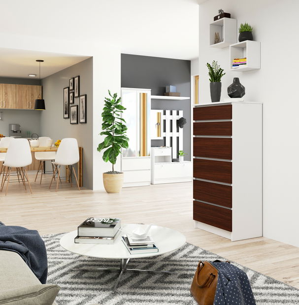 Comodă Kalista III (Alb + wenge)