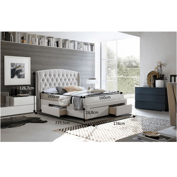 Pat matrimonial 160 cm Analin (cu somieră și sp. depozitare)