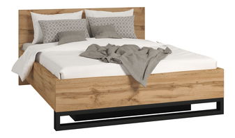 Franciaágy Helles 160 (wotan tölgy + fekete) (rácsal) (tárolóhellyel)