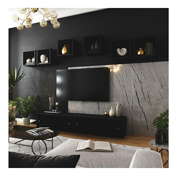 Mobilier living Berny 27 (Negru + Negru lucios)