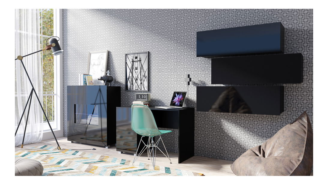 Študentská izba Calabria C15 (čierna) (bez osvetlenia)