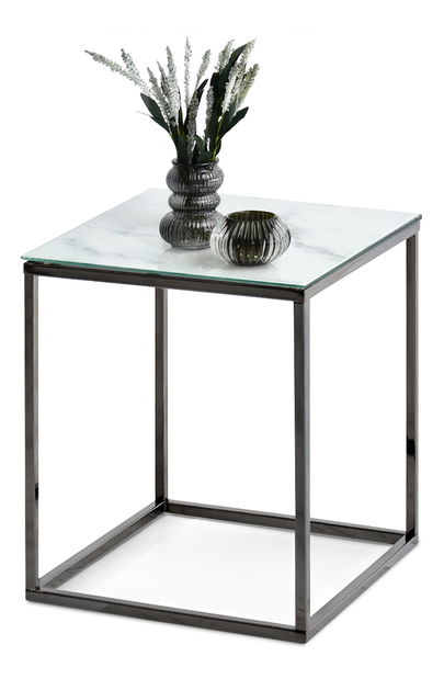 Stolić za kavu Bella S (bijeli mramor + crna)