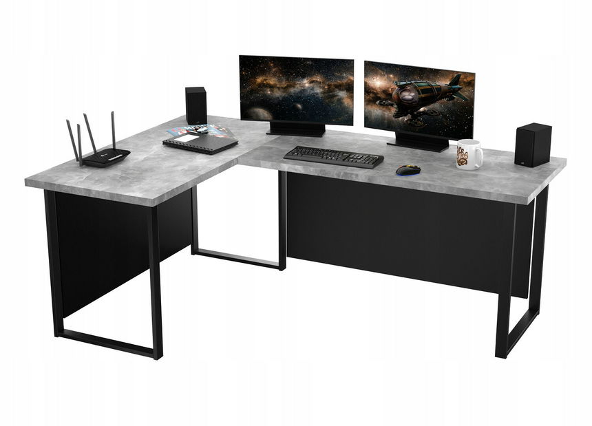 Kutni PC stol Vintid (svijetli beton)