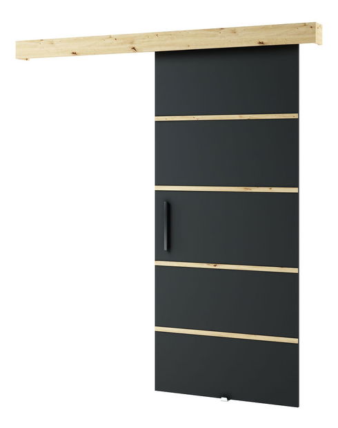 Uși culisante 90 cm Lovella (stejar artisan + negru mat)