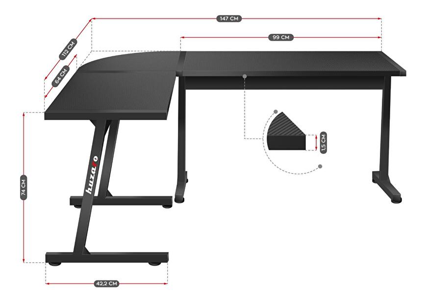 Masă PC de colț Hyperion 6.0 (negru)