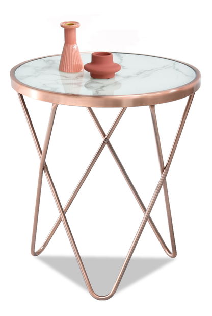 Dohányzóasztal Armin S (fehér márvány + réz)