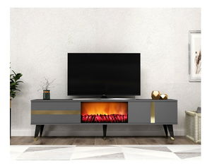 TV stolić/ormarić s kaminom Vekika 3 (antracit + zlatna)