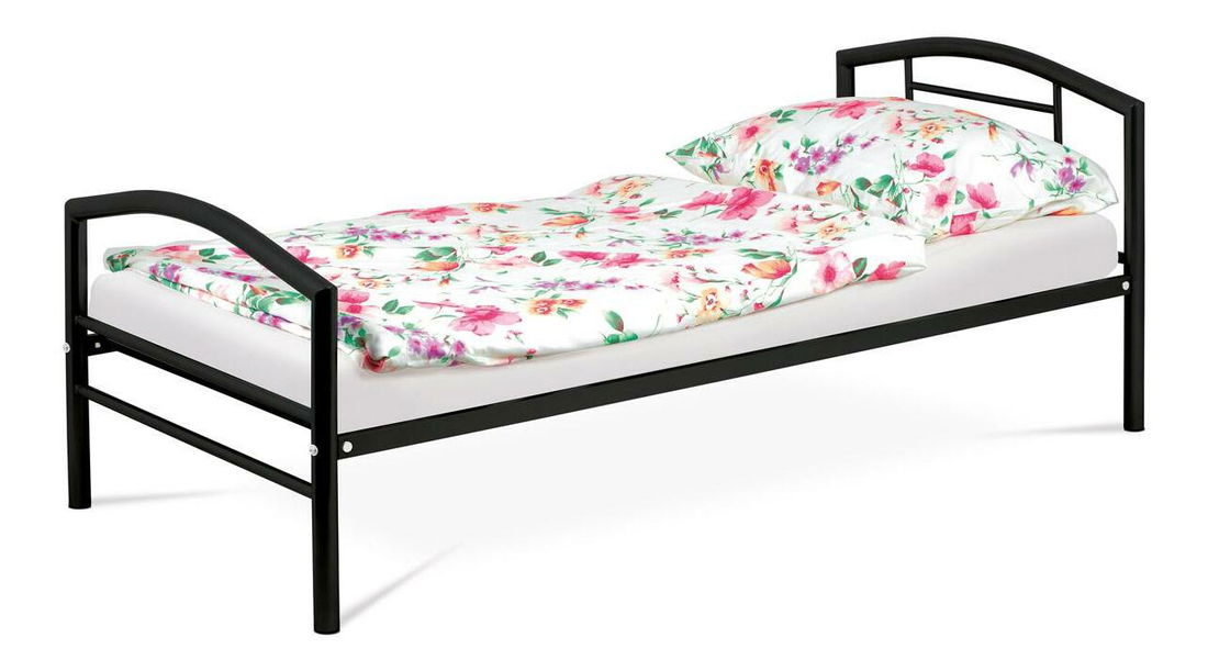 Kovová posteľ 90x200 Brotonetta (lesk čierny)