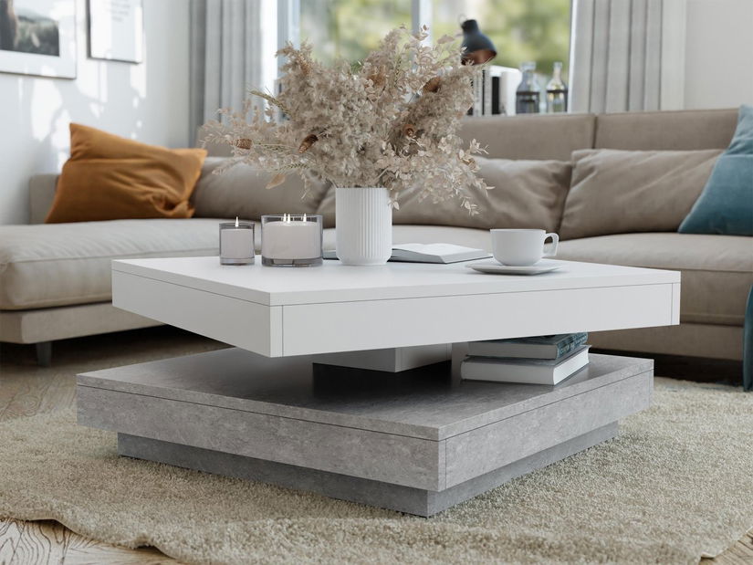 Stolić za kavu Dekur (bijela + svijetlosivi mramor)