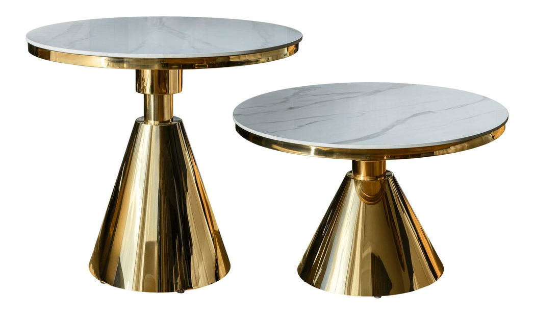 Masă sufragerie Greys 1 (auriu + marmură albă) (pentru 4 persoane)