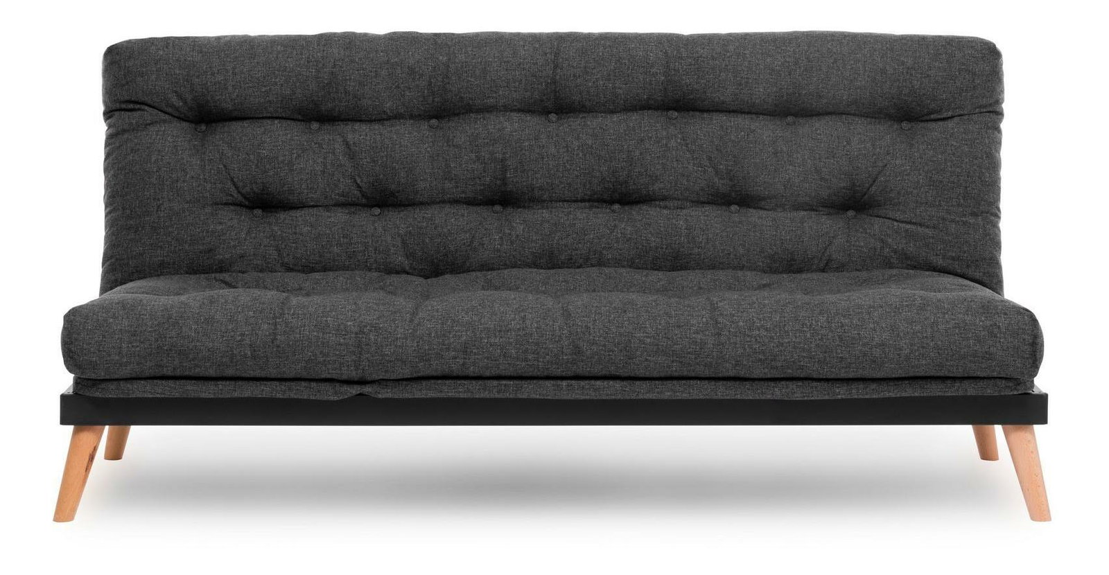 Sofa na razvlačenje Sakotta (tamnosiva + drvo)