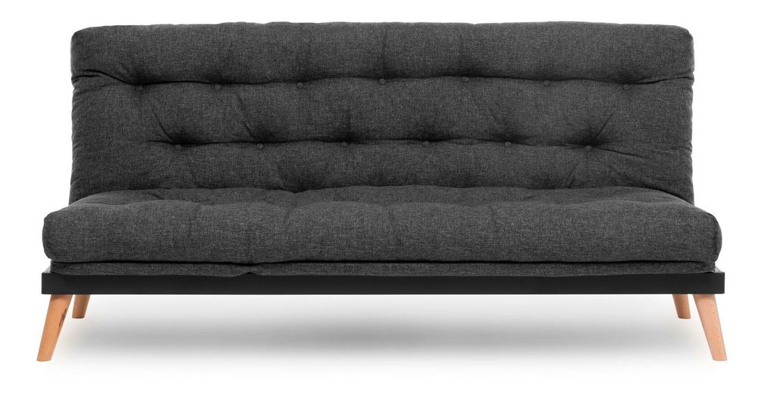 Sofa na razvlačenje Sakotta (tamnosiva + drvo)