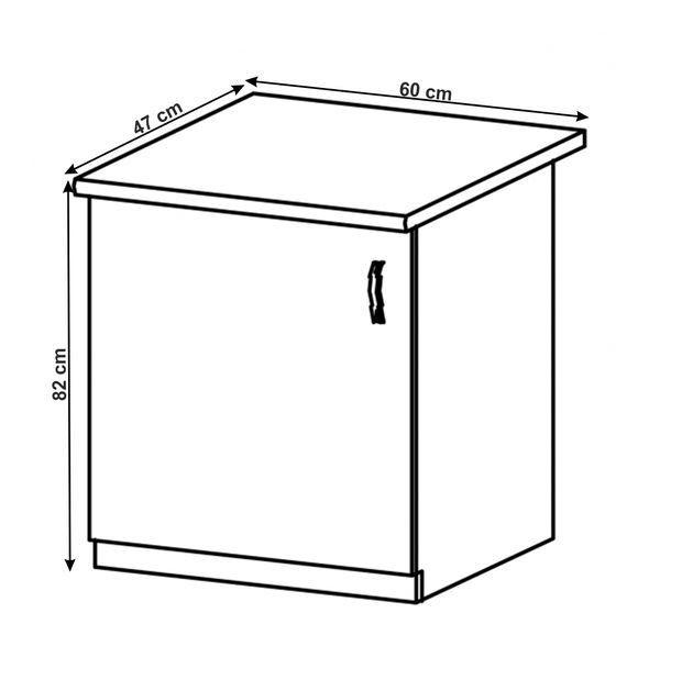 Alsó konyhaszekrény D601F Lanaya (fehér + matt szürke) (B)